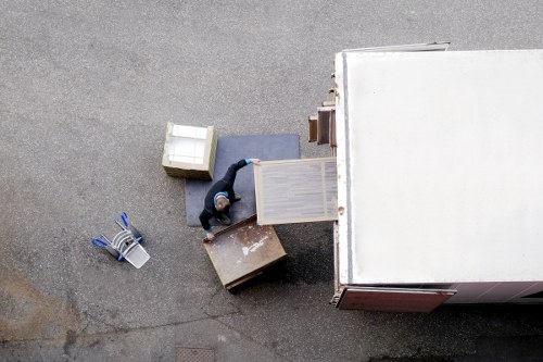 Packed boxes and furniture prepared for extended storage