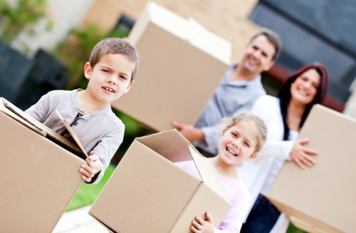 Commercial packing materials and labelled boxes for an office move in Merton