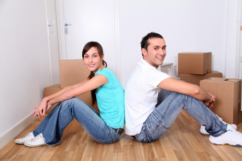 Organised moving boxes ready for a local relocation in Merton