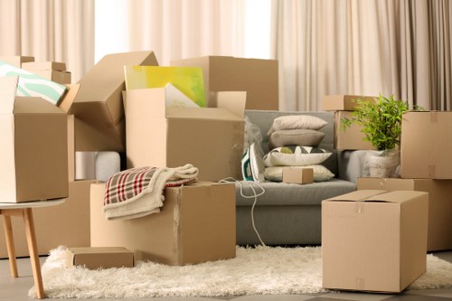 Furniture and boxed items prepared for household storage in Merton